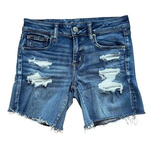 American Eagle Distressed Cutoff Jean Shorts w/Lace Appliqué - Size 8